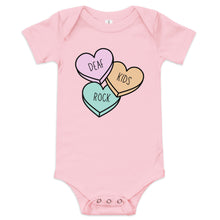 Load image into Gallery viewer, Deaf Kids Rock (Candy Hearts) Baby Short Sleeve Onesie