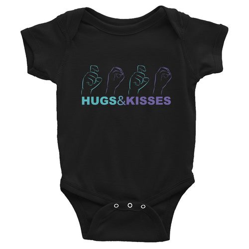 HUGS & KISSES Infant (Black & White) Bodysuits/Onesies