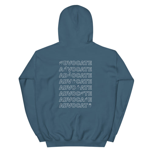 ADVOCATE Hoodie (White Font - Print on Back)