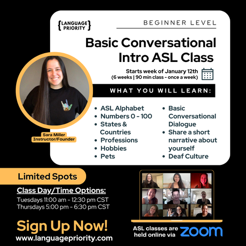 Basic Conversational Intro ASL Classes
