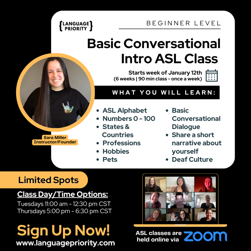 Basic Conversational Intro ASL Classes