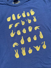 Load image into Gallery viewer, Metallic Gold &amp; Navy ASL ABC&#39;s Short Sleeve Tee