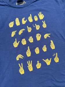 Metallic Gold & Navy ASL ABC's Short Sleeve Tee