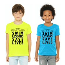 Load image into Gallery viewer, "Swim Lessons Save Lives" - Youth Short Sleeve Tee (Preorder)