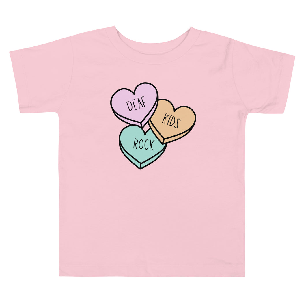 Deaf Kids Rock (Candy Hearts) Toddler Short Sleeve Tee