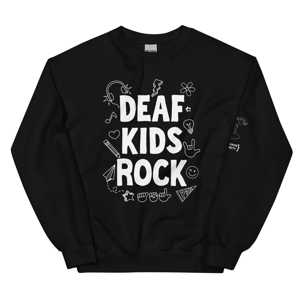 Deaf Kids Rock (Doodles) Crew Neck Sweatshirt