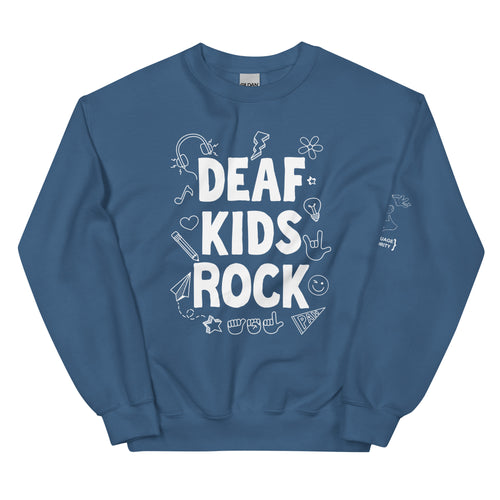 Deaf Kids Rock (Doodles) Crew Neck Sweatshirt