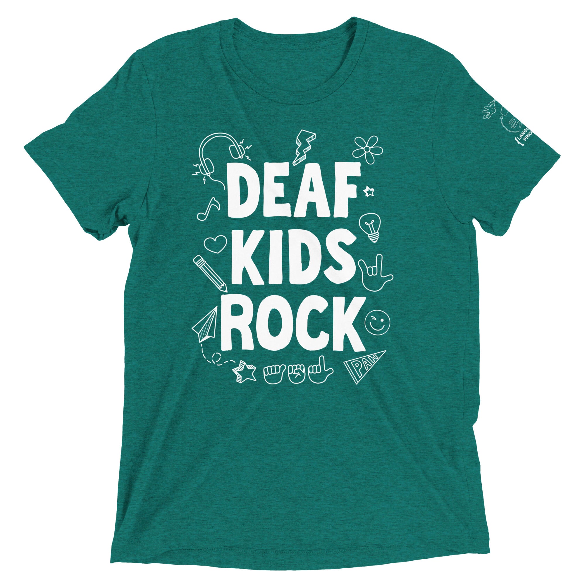 Deaf Kids Rock (Doodles) Short Sleeve Tee – Language Priority