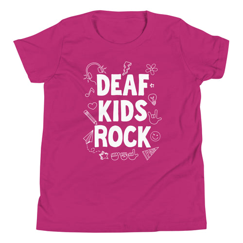 Deaf Kids Rock (Doodles) Youth Short Sleeve Tee