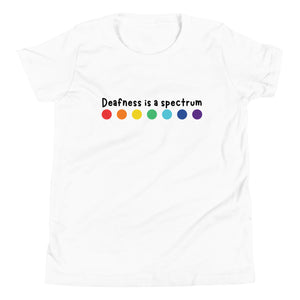 "Deafness is a spectrum" Youth Tee (Black Font)