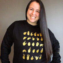 Load image into Gallery viewer, Metallic Gold ASL ABC Crew Neck Sweatshirt