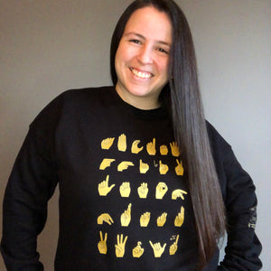 Metallic Gold ASL ABC Crew Neck Sweatshirt