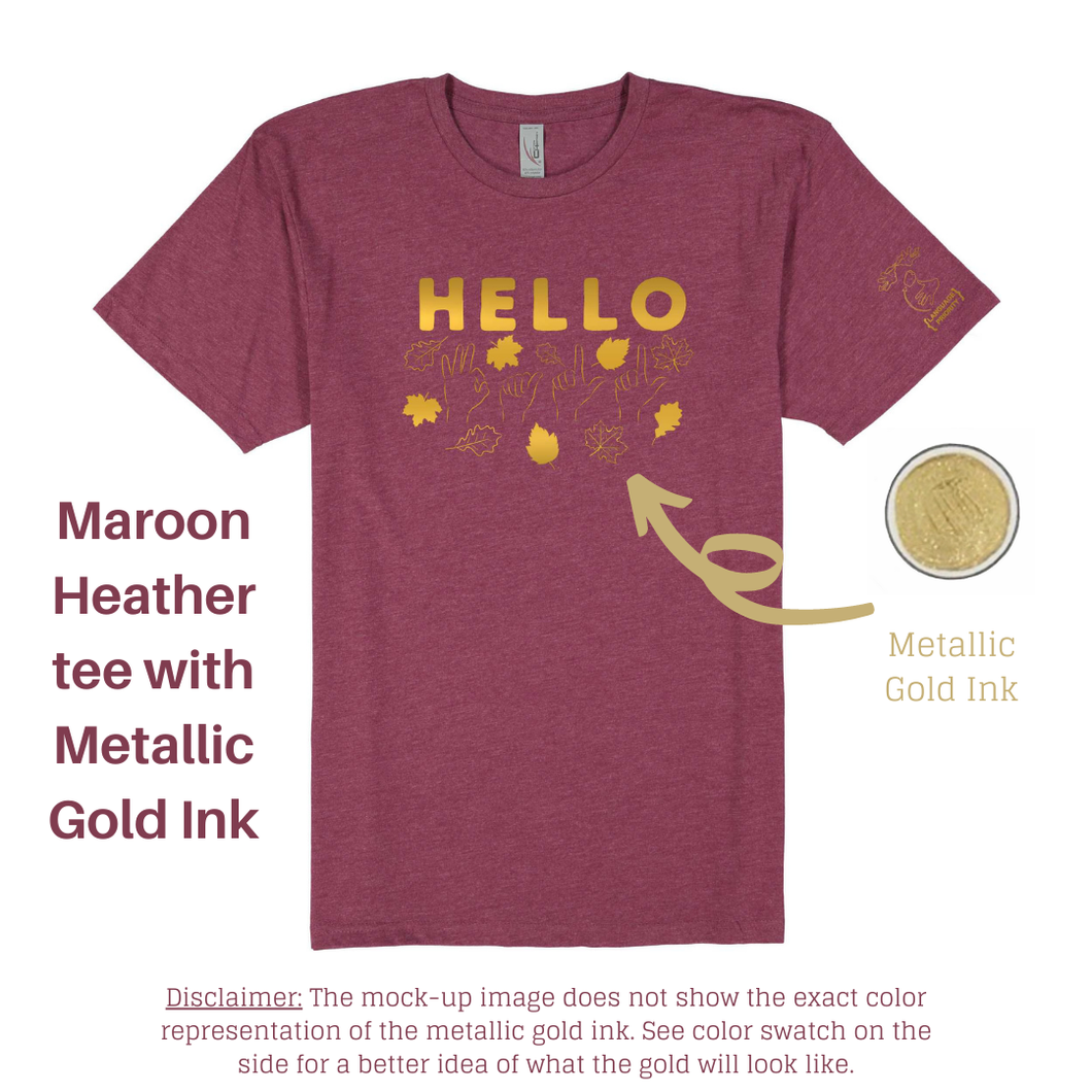 Hello Fall - Adult Short Sleeve Tee (Metallic Gold Ink)