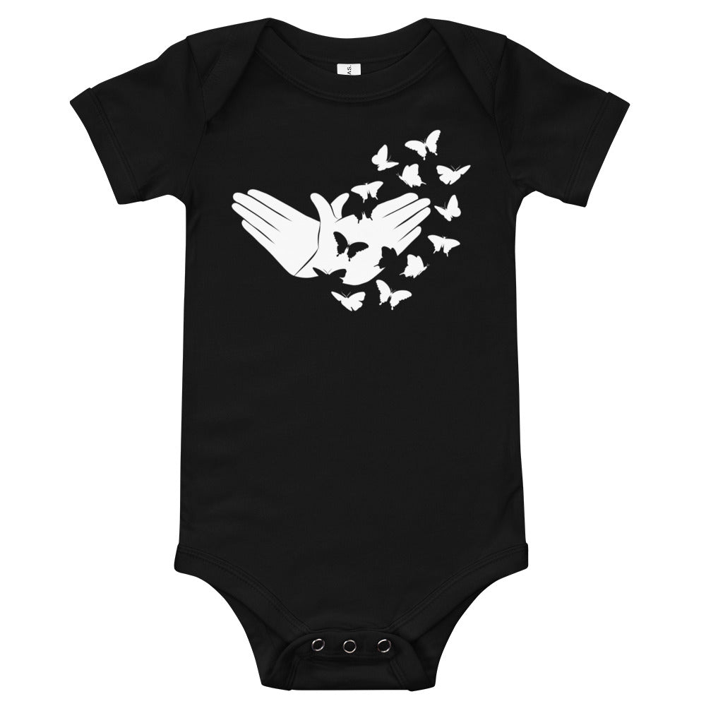 Butterfly (ASL) Baby Short Sleeve Onesie [White Ink]