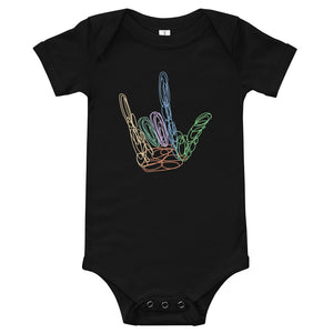 “I Love You” (Scribbles) Baby Short Sleeve Onesie