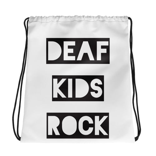 DEAF KIDS ROCK Drawstring Bag