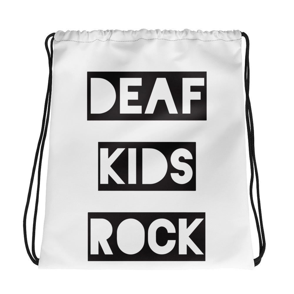 DEAF KIDS ROCK Drawstring Bag