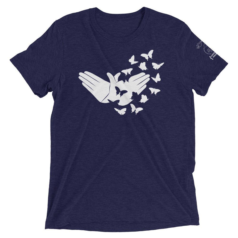 【CPGN STUDIO】23SS★ Blue Butterfly Short Sleeve Tee Girls Short Sleeve Rainbow Butterfly Graphic Tee - BLUE